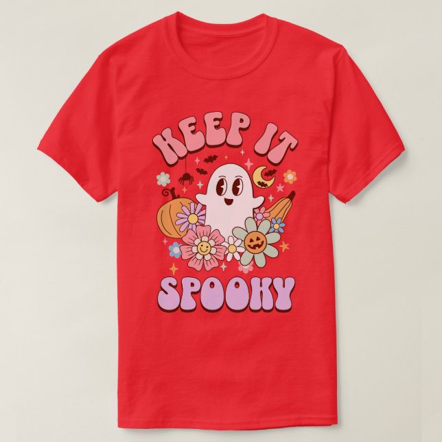 Keep it Spooky Kawaii Ghost Halloween Preppy Aesth T-Shirt (Design Front)