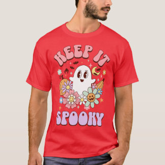 Keep it Spooky Kawaii Ghost Halloween Preppy Aesth T-Shirt