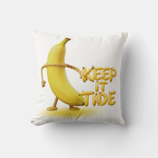 Keep It Tide – Funny Banana Typography Minimalist  Cushion (Front)