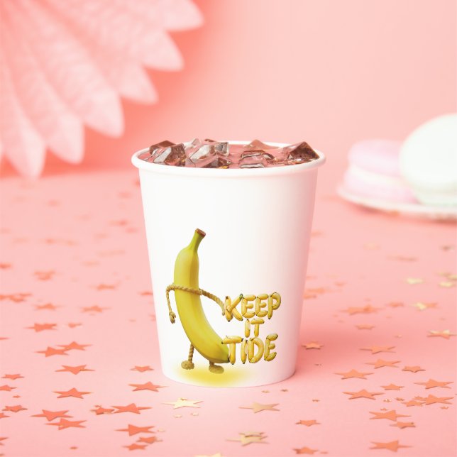 Keep It Tide – Funny Banana Typography Minimalist  Paper Cups (Insitu)