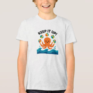 Keep It Up Cute Juggling Octopus Design Tri-Blend Shirt