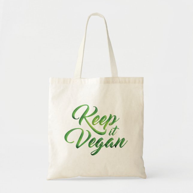 Keep it Vegan Happy quote Tote Bag (Front)