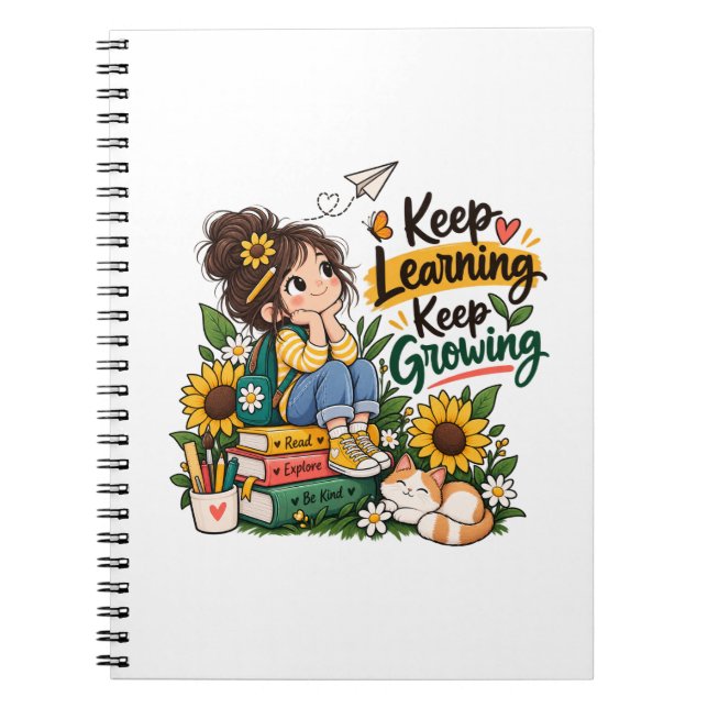 Keep Learning Keep Growing Inspirational Notebook (Front)