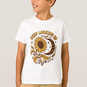 Keep Looking Up Retro Sunflower Moon T-Shirt