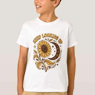 Keep Looking Up Retro Sunflower Moon T-Shirt
