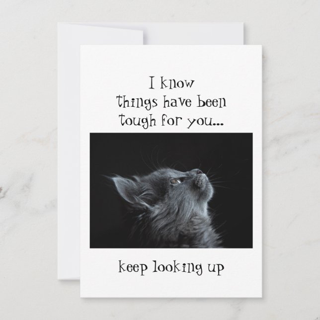 Keep Looking Up to God Encouragement  Cat animal Card (Front)