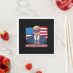 Keep Mardi Gras Great Funny Trump Mardi Gras 2025 Napkin