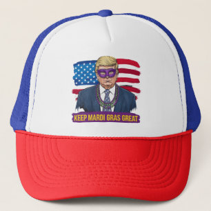 Keep Mardi Gras Great Funny Trump Mardi Gras 2025 Trucker Hat