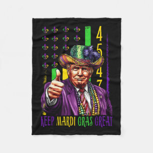 Keep Mardi Gras Great Funny Trump Mardi Gras 45 Fleece Blanket