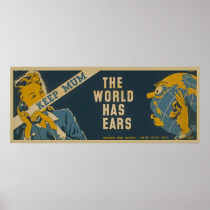 Keep Mom The World Has Ears Vintage WPA Poster