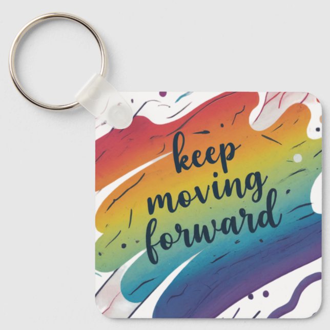 Keep Moving Forward Aluminium Square Keychain (Front)