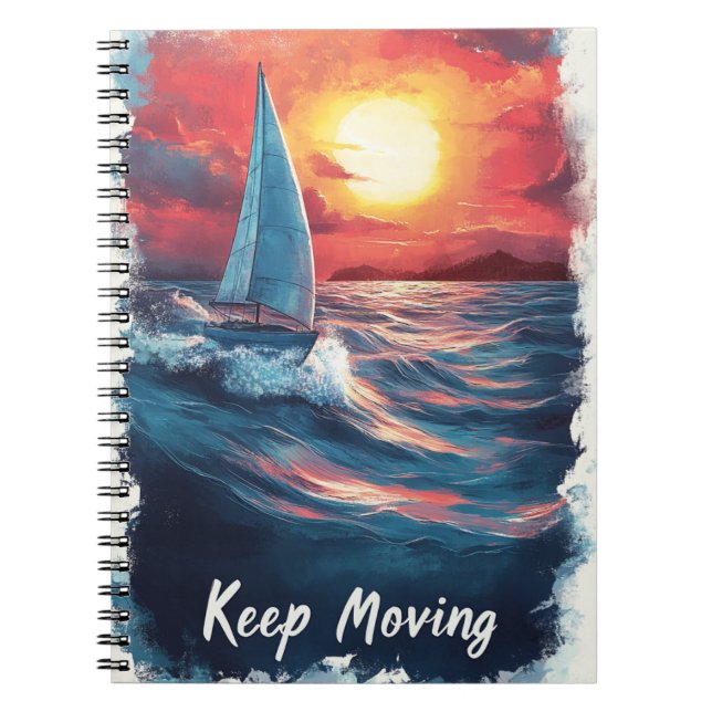 Keep Moving Sailboat Journal Cover – Inspirational (Front)