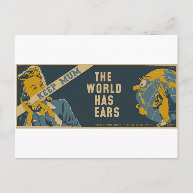 Keep Mum The World Has Ears Postcard (Front)