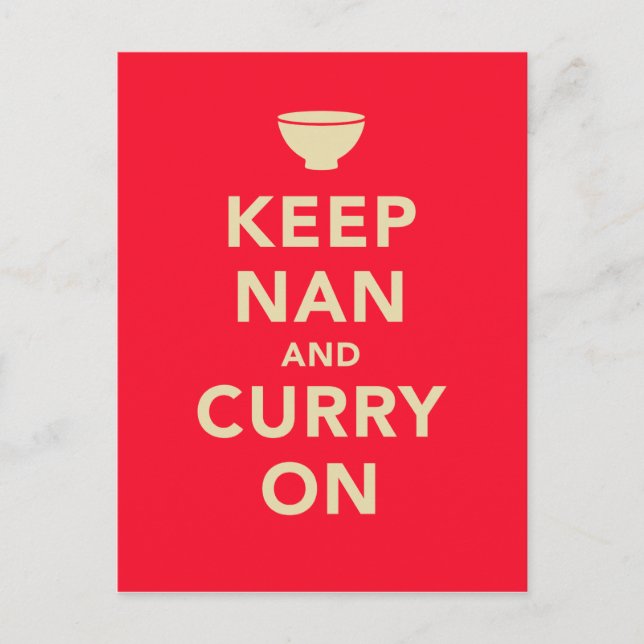 'Keep Nan and Curry On' Parody Postcard (Front)