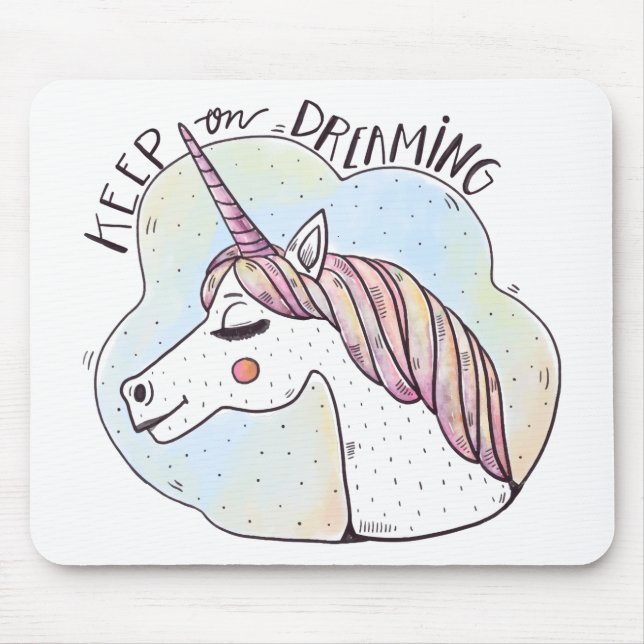 Keep on Dreaming Whimsical Unicorn Mouse Mat (Front)