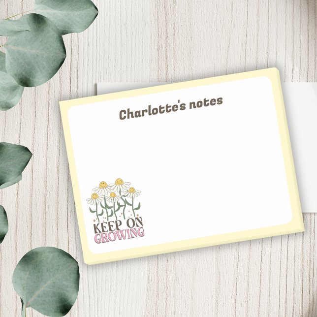 Keep On Growing Positive Quotes Retro Flowers Post-it Notes (Creator Uploaded)