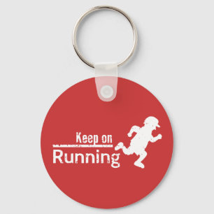 Keep on Running in White Grunge Key Ring