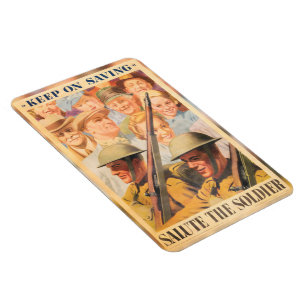 Keep On Saving. Reprint of British wartime poster. Magnet