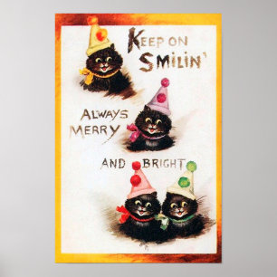 Keep on Smilin, Black Cat, Louis Wain Poster
