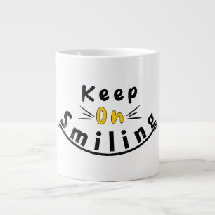 Keep on smiling happy logo large coffee mug