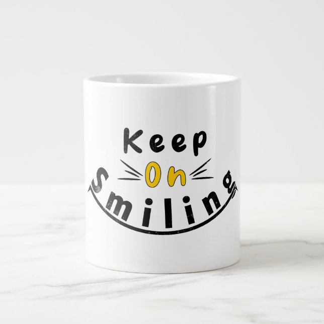 Keep on smiling happy logo large coffee mug (Front)