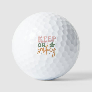 Keep On Smiling Inspirational Quote Minimalist  Golf Balls