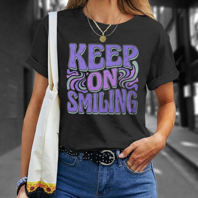 "Keep On Smiling" Retro Groovy vintage T-Shirt  (Creator Uploaded)