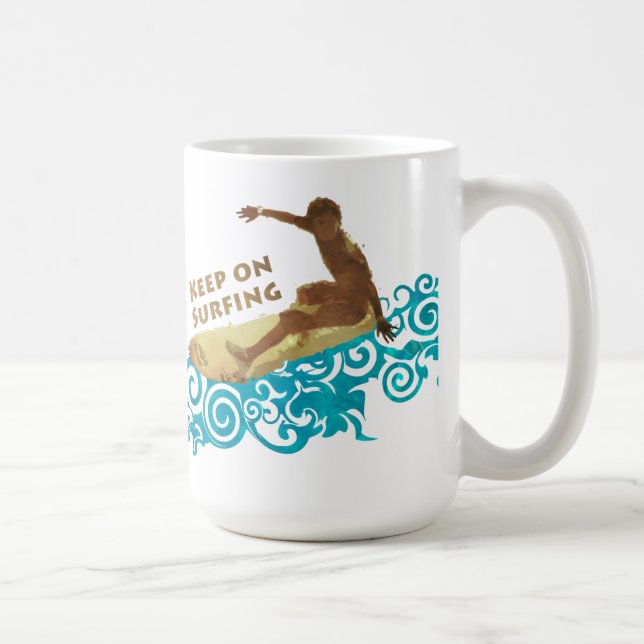 Keep on Surfing, Grunge and Waves for Surf Dudes Coffee Mug (Right)