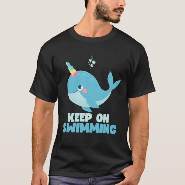 Keep on Swimming Kawaii Whale T-Shirt (Front)