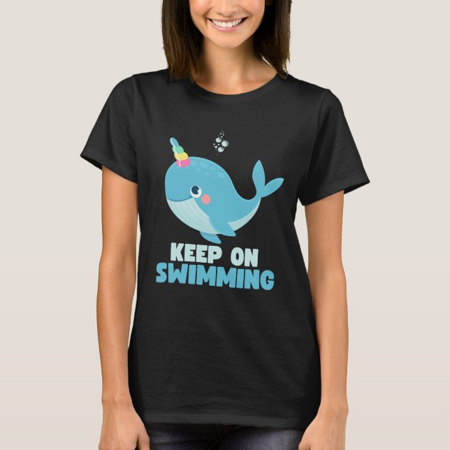 Keep on Swimming Kawaii Whale T-Shirt (Front)