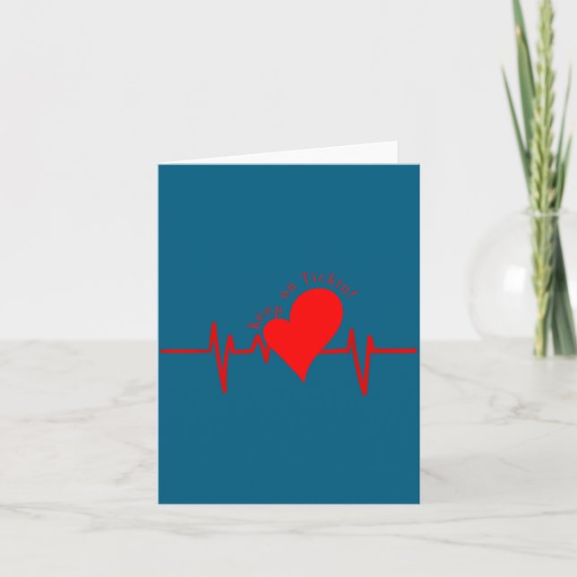 Keep On Tickin! Ekg Heartbeat Cow Valve Heart Pati Card (Front)