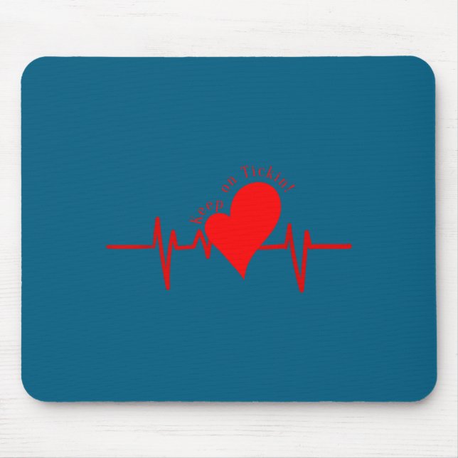 Keep On Tickin! Ekg Heartbeat Cow Valve Heart Pati Mouse Mat (Front)