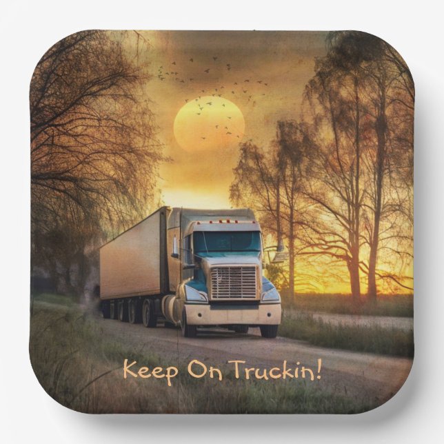 Keep On Truckin Birthday Paper Plate (Front)