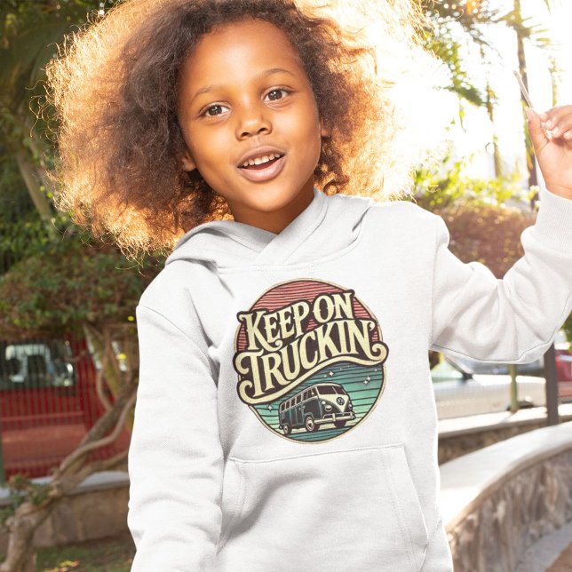 Keep On Truckin’ Retro 60s Personalised  (Gift good vibes! This hoodie is perfect for birthdays, family trips or anyone who loves 60s freedom.)
