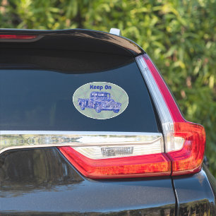 Keep On Trucking Truck Art Oval Sticker