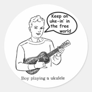Keep on uke-in' the free world (Ukulele) Classic Round Sticker