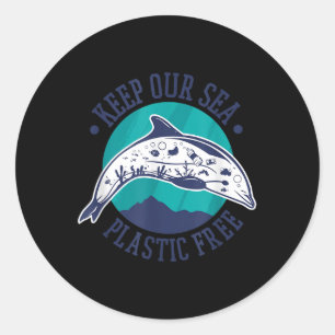 Keep Our Sea Plastic Free, Environmental Protectio Classic Round Sticker