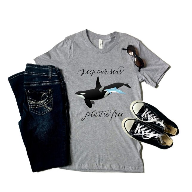 Keep Our Sea Plastic Free Orca Killer Whale T-Shirt (Creator Uploaded)