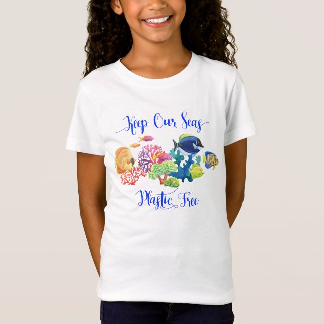 Keep Our Seas Plastic Free Conservation Ocean T-Shirt (Front)