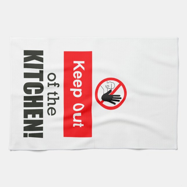 Keep Out of the Kitchen Funny Pickleball White Tea Towel (Horizontal)
