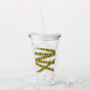 Keep out stay away do not cross police tape 3d acrylic tumbler