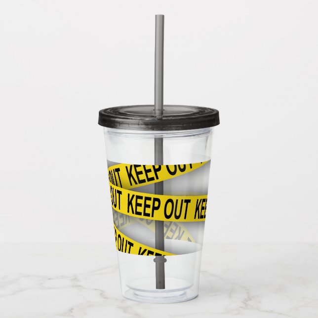 Keep out stay away do not cross police tape 3d acrylic tumbler (Front)