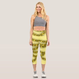 Keep out stay away do not cross police tape 3d capri leggings