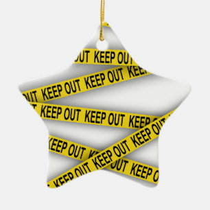 Keep out stay away do not cross police tape 3d ceramic tree decoration