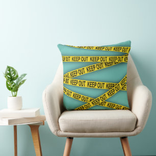 Keep out stay away do not cross police tape 3d cushion