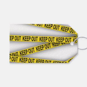 Keep out stay away do not cross police tape 3d gift tags