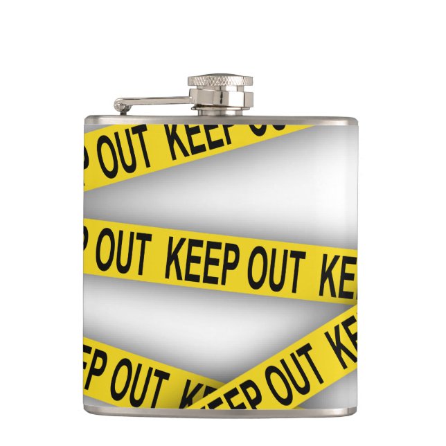 Keep out stay away do not cross police tape 3d hip flask (Front)