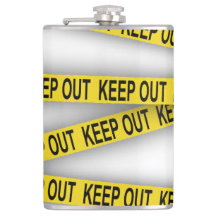 Keep out stay away do not cross police tape 3d hip flask