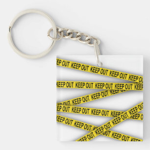 Keep out stay away do not cross police tape 3d key ring