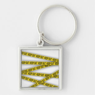 Keep out stay away do not cross police tape 3d key ring